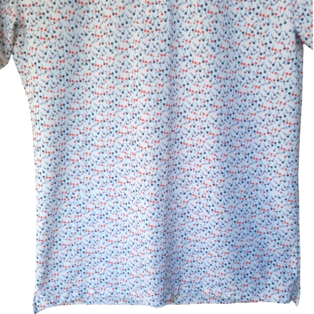 G/FORE Men's Polo Shirt - White with Red and Blue Pattern - Picture 6 of 16